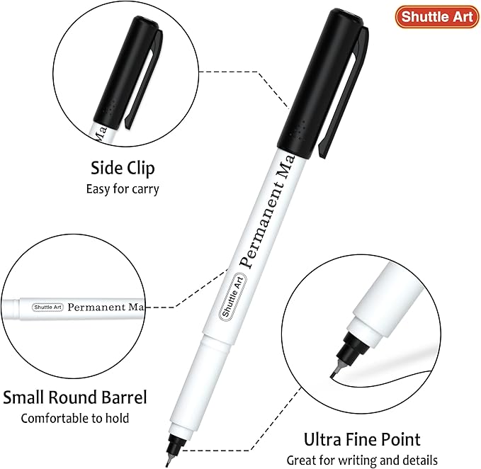 Shuttle Art Permanent Marker, 30 Pack Ultra Fine Point Black Permanent Marker - Image 3