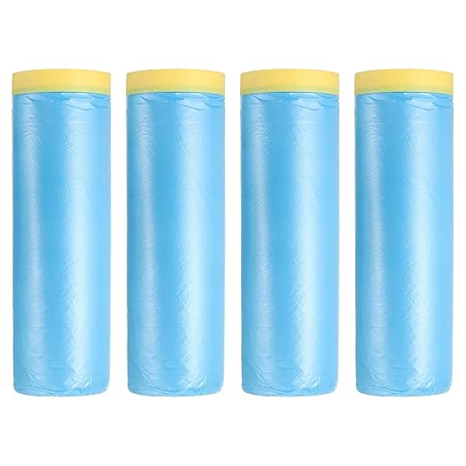 uxcell Pre-Taped Masking Film, 4.9ft x 66ft High-Tack Painters Tape Plastic by uxcell