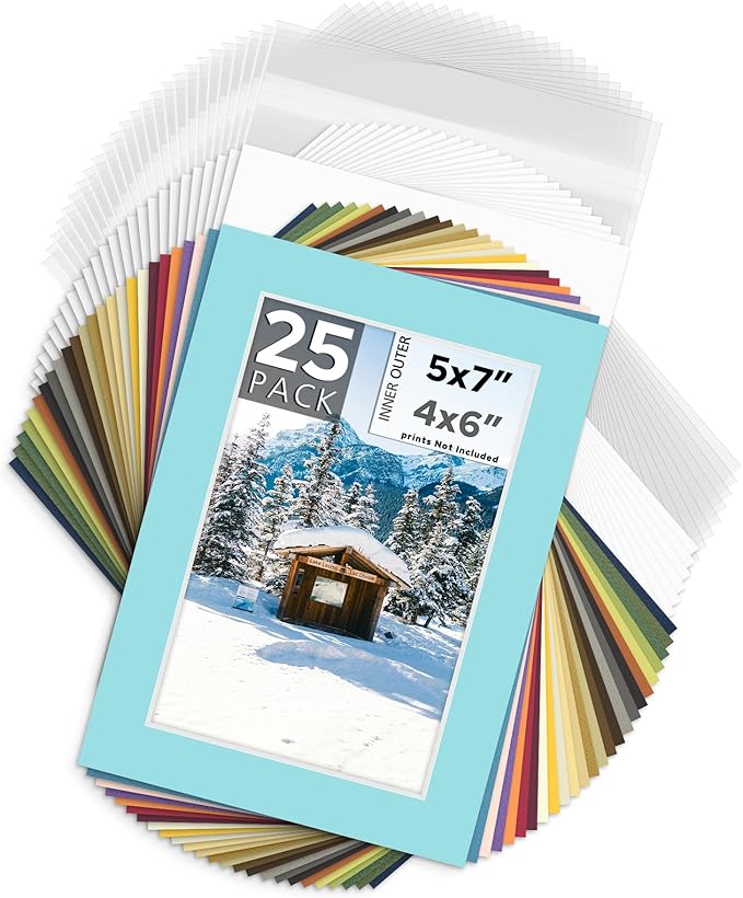 Mat Board Center, 5x7 for 4x6 Mix Color Mat Kit by MatBoardCenter