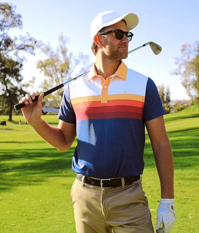 Tipsy Elves Men's Performance Golf Shirt - 4-Way Stretch, Quick Dry, Athletic Cut - Golf Polo