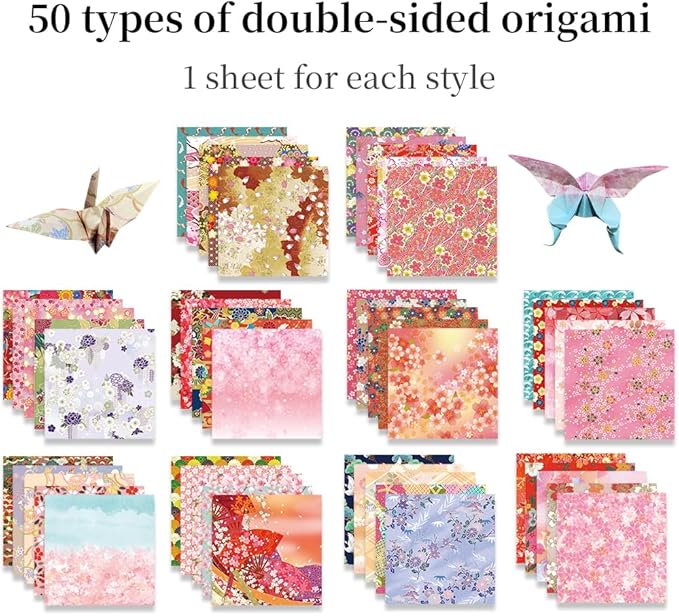 Square Origami Paper 6x6 Double Sided 50 Sheets 50 Colors 70GSM Origami Kit - Image 3