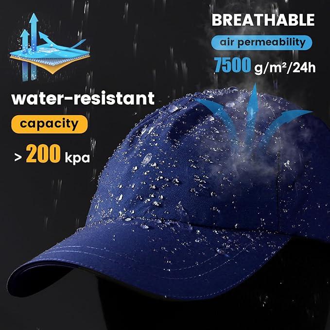 Mens Water-Resistant Baseball Cap Womens Rain Hat Foldable Outdoor Running Sun Fishing hat