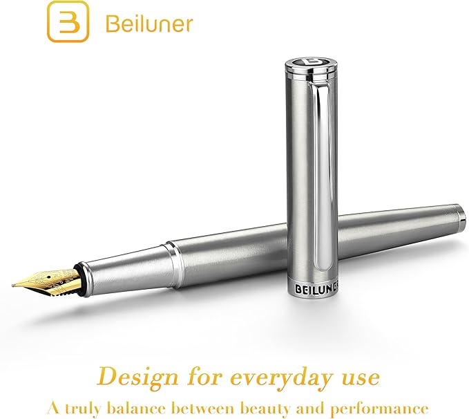BEILUNER Luxury Fountain Pen Set, Solid 24K Gilded Medium Nib - Image 2