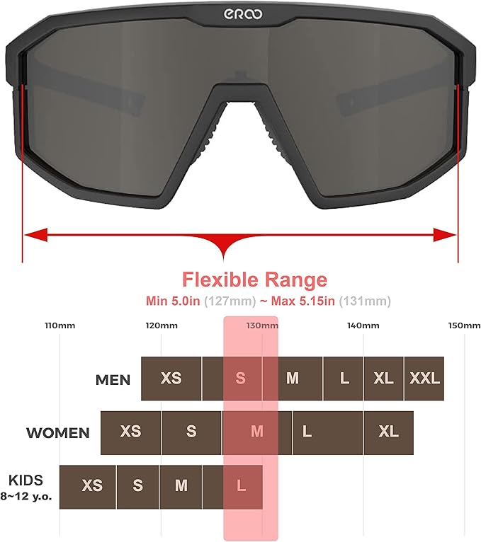 Eazyrun Kids Polarized Sports Sunglasses for Age 8-12 Youth Baseball Softball Cycling Glasses UV Protection for Boy Girl