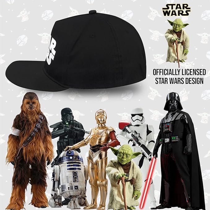 Star Wars Classic Embroidered Logo Flatbrim Baseball Cap Hat, Boys Youth