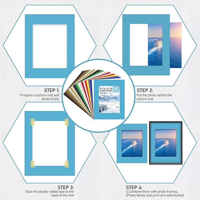 60 Pack Picture Mats 11 x 14 Inch Frame Mattes Matting - Image 4
