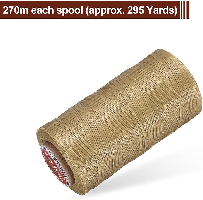uxcell Flat Leather Sewing Waxed Thread, 270m / 295 Yards Polyester Wax String - Image 3