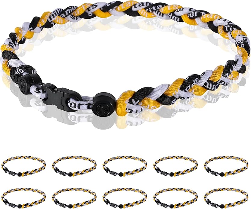 12 Pack Baseball Necklace 18inch, Team Gift for Baseball Funs, Three Braided Titanium Tornado Rope Design, with Muti - Color for Pick