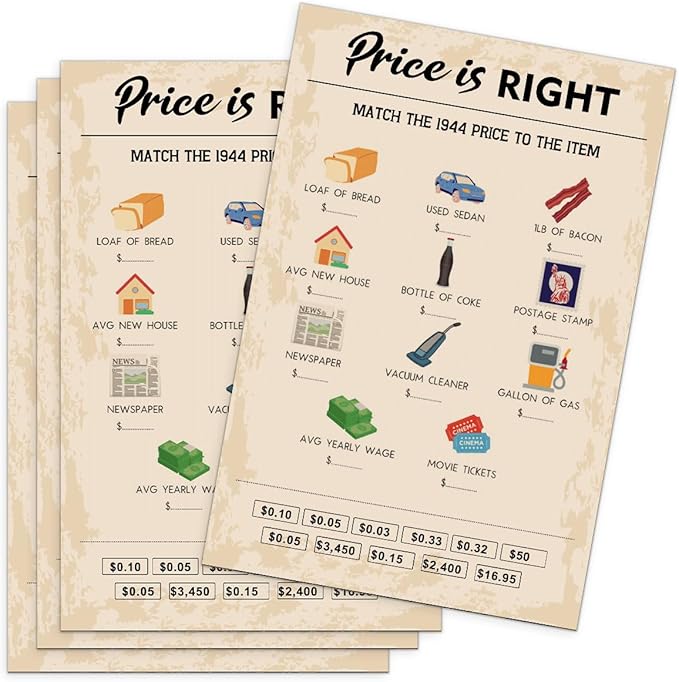 QUPT 80th Birthday Party Games, Price is Right Games, Birthday Party Supplies by QUPT