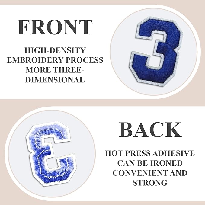 Letter and Number Iron On Patches, A-Z Alphabet and Numbers 0-9 Embroidery - Image 3