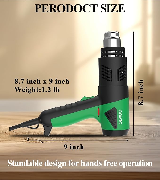 1800W Industrial Heat Gun, Fast Heating 122℉-1202℉ Variable Temperature Control - Image 7