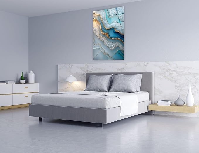 My Photostation.com 40WX60H'' Turquoise and Blue Alcohol ink Glass Wall Art - Image 6
