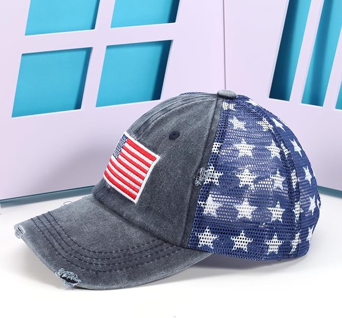 American Flag Hats Love Breast Cancer Adjustable Rhinestone Baseball Cap USA Patriotic Embroidered Baseball Trucker Hat