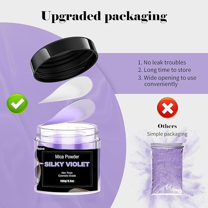 Violet Mica Powder Pigment -Cosmetic Grade Metallic Mica Powder - Image 3