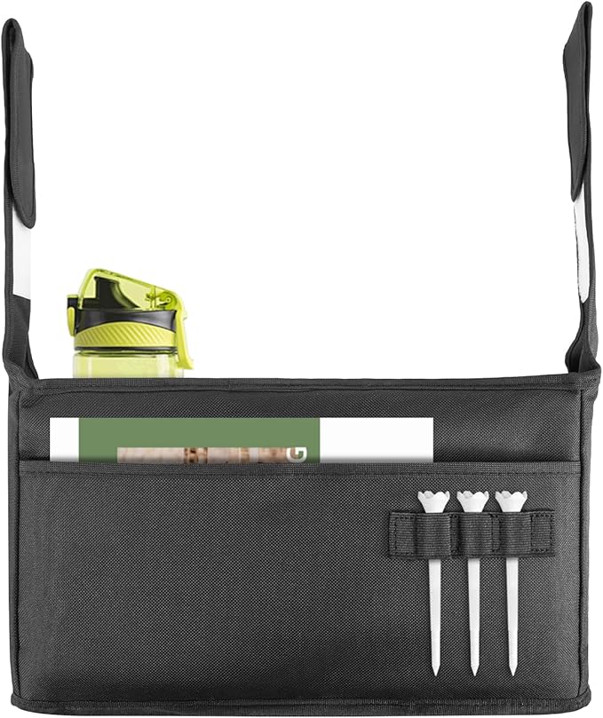 TUYUU Golf Push Cart Organizer, Accessories Pouch Bag, Drink Holder, Black