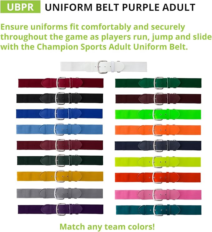 Champion Sports Baseball & Softball Belt – Stretch Fit Uniform Belt for Youth & Adult Players, Multiple Colors