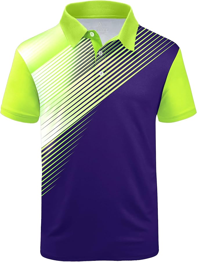 ZITY Mens Golf Shirt Short Sleeve Sport Moisture Wicking Performance Print Golf Polo Shirts for Men Collared Casual T-Shirt