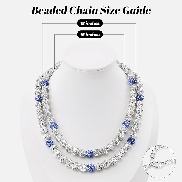 QINJIEJIE Baseball Necklace for Men Glitter Bling Rhinestone Beaded Collection Necklace for Women 16/18in Inspired Sports Jewelry Baseball Chain Cool Gifts for Baseball Players Team Lovers