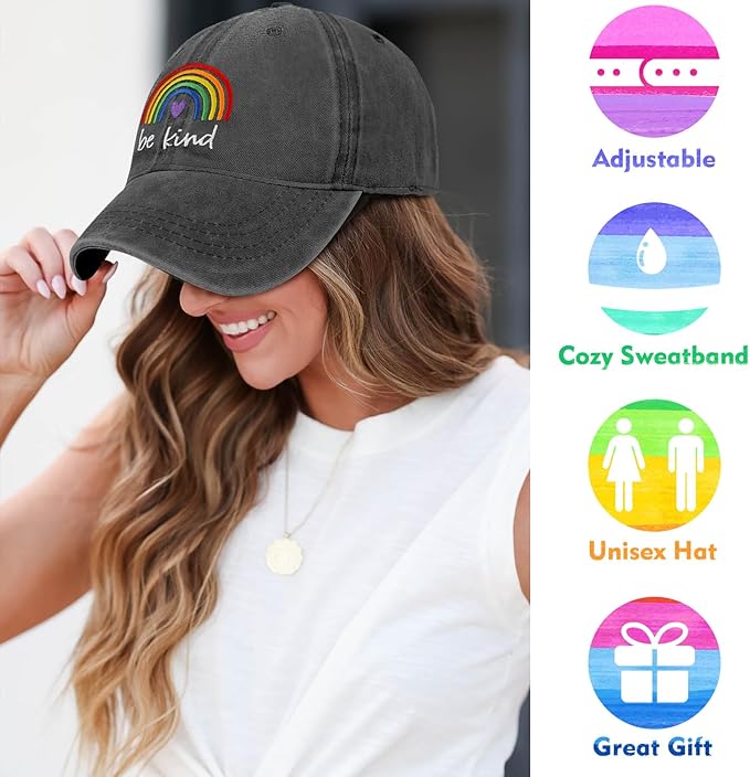 Gay Pride Rainbow Trucker Hat for Men and Women LGBT Embroidered Adjustable Washable LGBTQ Baseball Cap Gifts