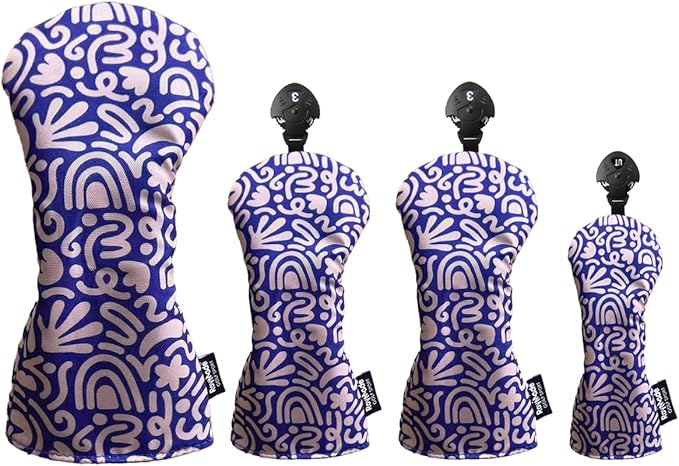 ROYMADE Golf Club Head Covers, 4-Piece Set,Waterproof Headcovers for Driver, Fairway Wood and Hybrid, with Interchangeable No. Tags 2/3/4/5/6/7/X Golf Accessories for Men Women