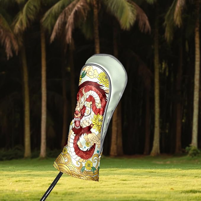 Golf Headcovers Fits Driver Hybrid Fairway 3/5 Wood, Waterproof PU Leather Golf Club Protector, Ideal Sports Accessories & Golfer Gift Colorful Geometry