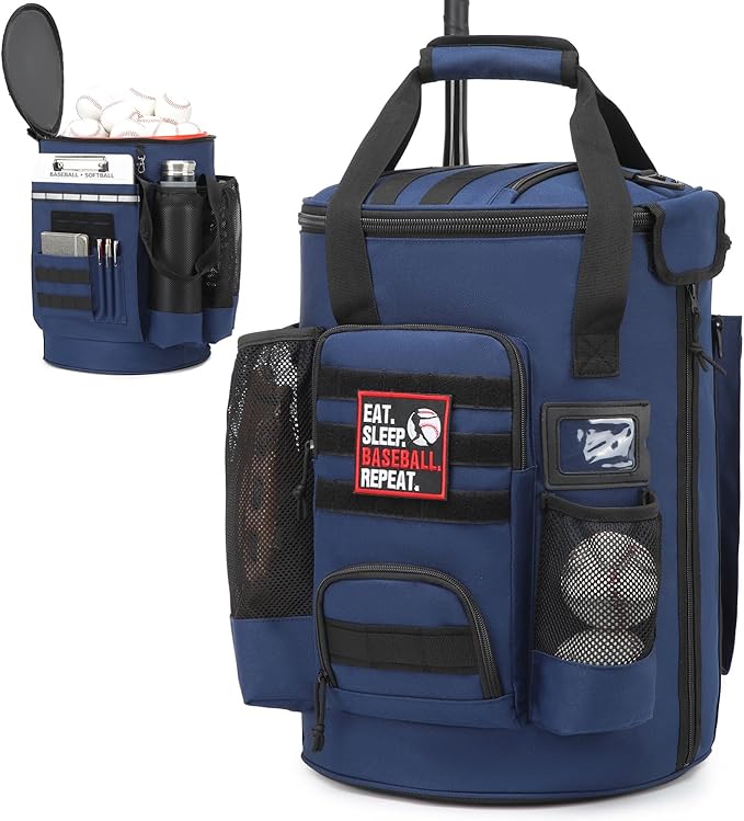 Baseball Bucket Bag 6 Gallon Bucket Cover Organizer w/Padded Seat tactical Softball Coaches Bag for Balls, Bat, Gloves, Scoreboards