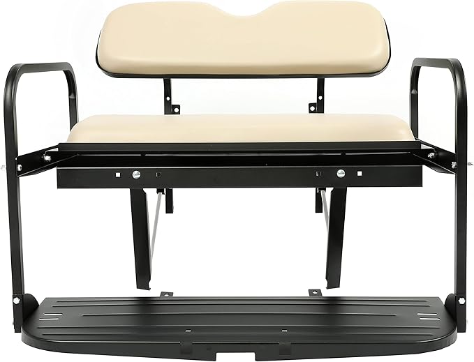 ECOTRIC Golf Cart Rear Flip Seat Kit Compatible with 2007-2016 Yamaha Drive G29 Flip Folding Down Steel+Leather Rear Seat Golf Cart Beige