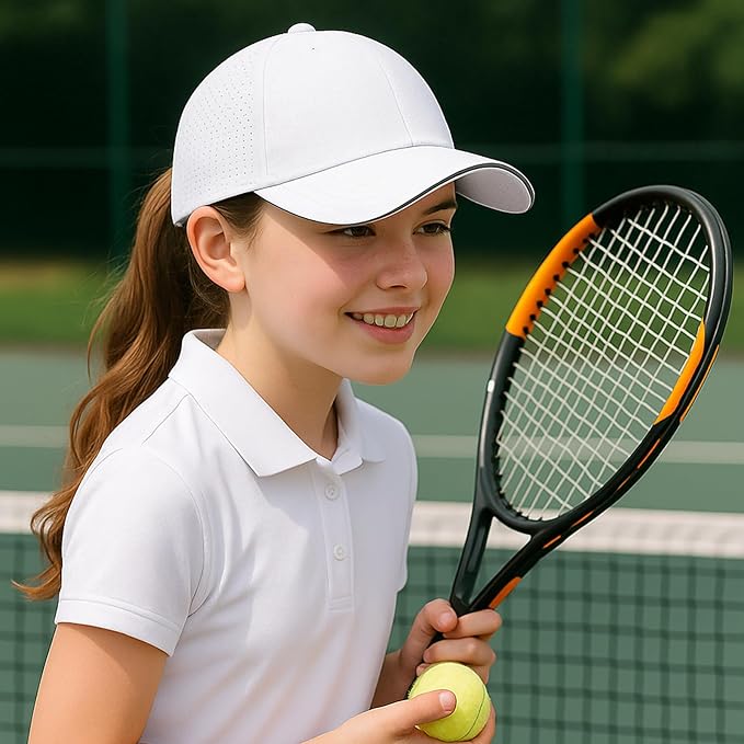 Girls Criss Cross Ponytail Hat Mesh Baseball Cap Kids Quick Dry Ponycap Hats Outdoor Summer Sports Hat Age 7-12
