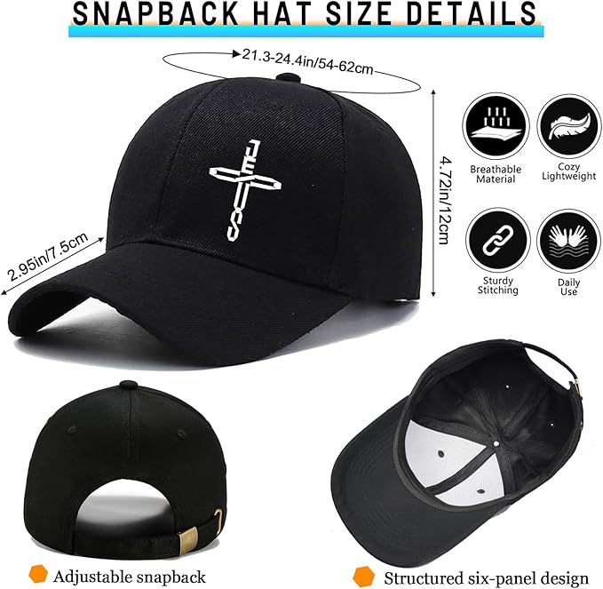 Baseball Hats for Men Hats Baseball Cap Snapback Hats for Men Christian Jesus Cross Hats