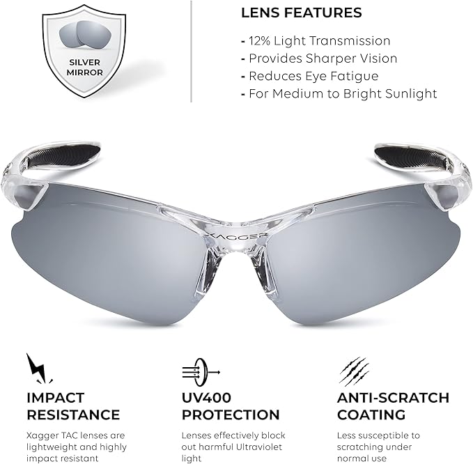 Xagger Kids Youth Polarized Sports Sunglasses for Boys Girls Baseball Softball Glasses TR90 Frame