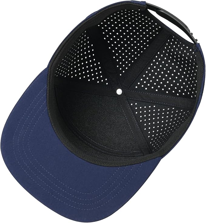 FEINION Men Flat Brim Adjustable Performance Hat Snapback Laser Perforated Baseball Cap