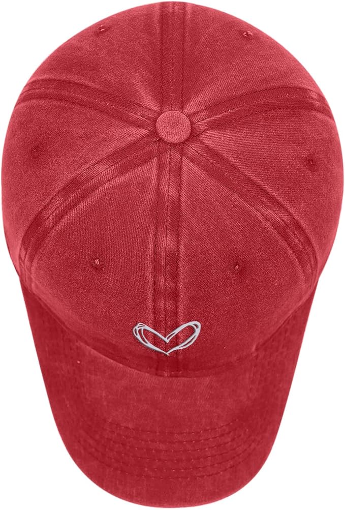 Pairxily Vintage Heart Embroidered Baseball Cap Distressed Adjustable Hat for Women Low Profile Dad Hats Unisex Cotton Cap