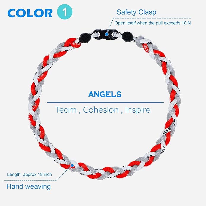3 pcs Baseball Rope Necklaces, League Team Colors Braided Necklace, Baseball Team Gifts