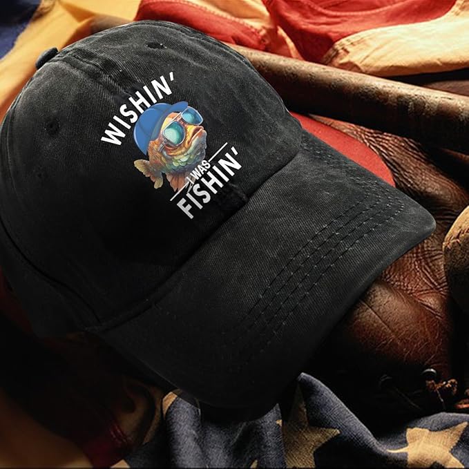 Fishing Adjustable Cotton Baseball Cap, Funny Trucker Hat Gift for Men Women Grandpa Dad Fishing Lover Fisherman