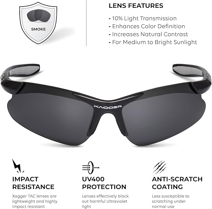 Xagger Kids Youth Polarized Sports Sunglasses for Boys Girls Baseball Softball Glasses TR90 Frame