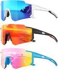 3 Pack Polarized Sunglasses for Men Women, Sports Mens Sunglasses with UV Protection for Baseball Cycling Running