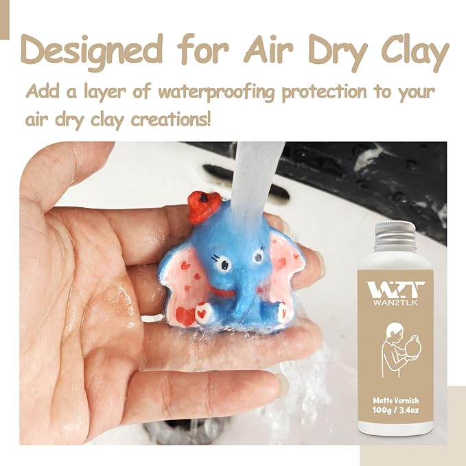 Air Dry Clay Glaze 100ml, Matte Varnish - Image 6