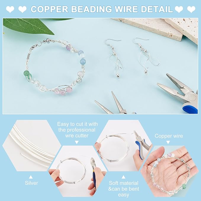 BENECREAT 23 Gauge 16 Feet Silver Square Copper Wire, Bendable Metal Craft Wire - Image 4