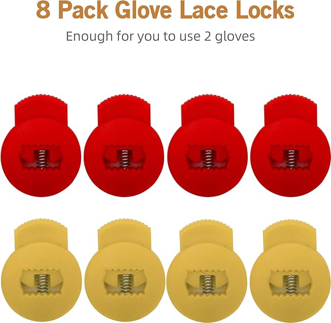 AliBall Glove Locks Baseball, Glove Lace Locks 8 Pack, Never Need Thying Knots Again, Fits All Baseball and Softball Gloves