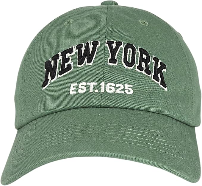 Elidan NY Dad Hat New York EST.1625 Cotton Cap, Adjust Buckle Strap, Unstructured Low-Profile NY Baseball Cap for Men & Women