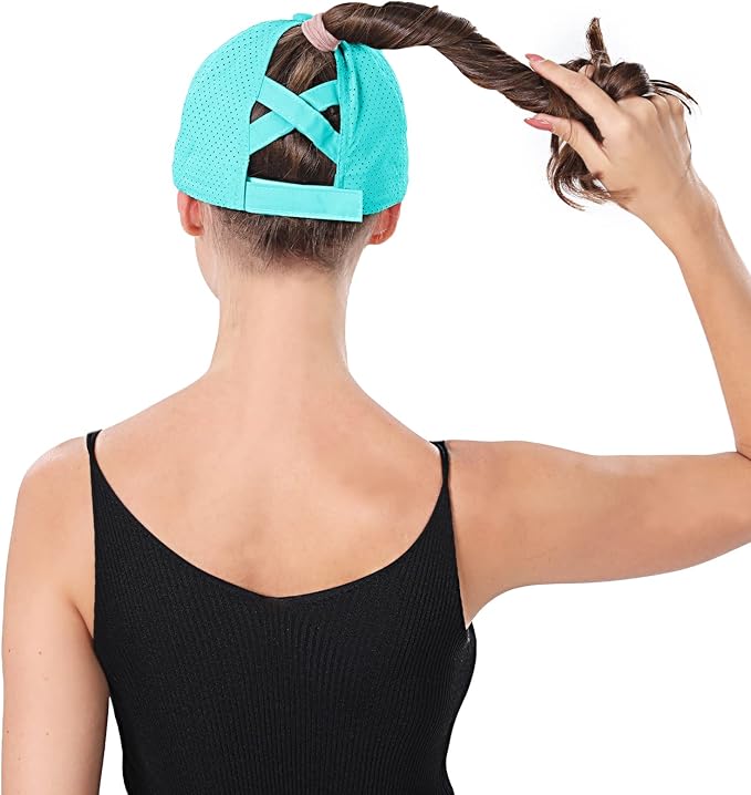 ZTL Women's High Ponytail Baseball Cap Performance Running Hat Quick Dry Mesh Sports Cap Unstructured Dad Trucker Hats