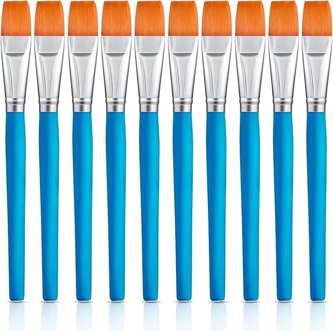Zonon 10 Pcs 3/4 Inch Flat Paint Brushes Acrylic Painting Craft Accessories by Zonon