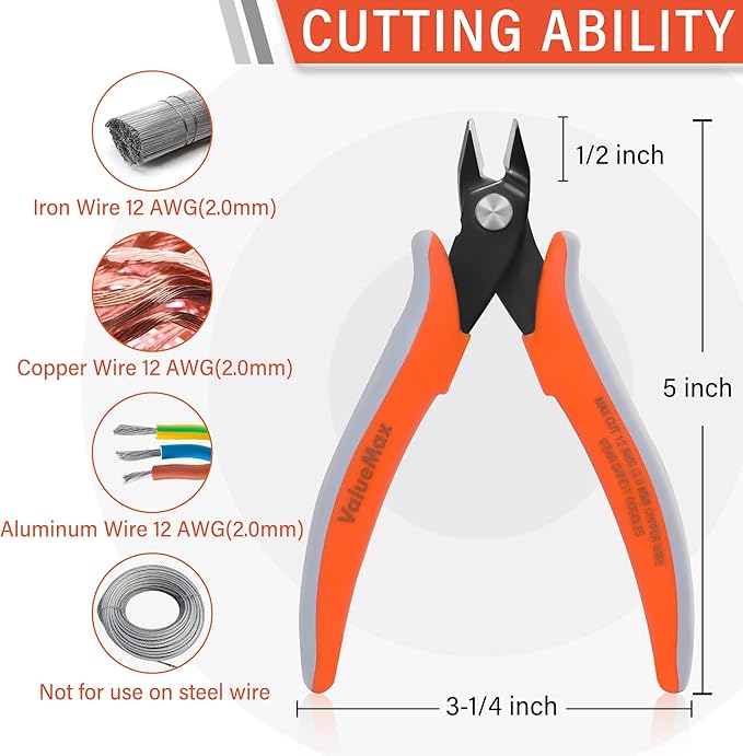 ValueMax Flush Wire Cutters, 3 Pack 5 Inch Precision Micro Cutter Anti-Slip - Image 5