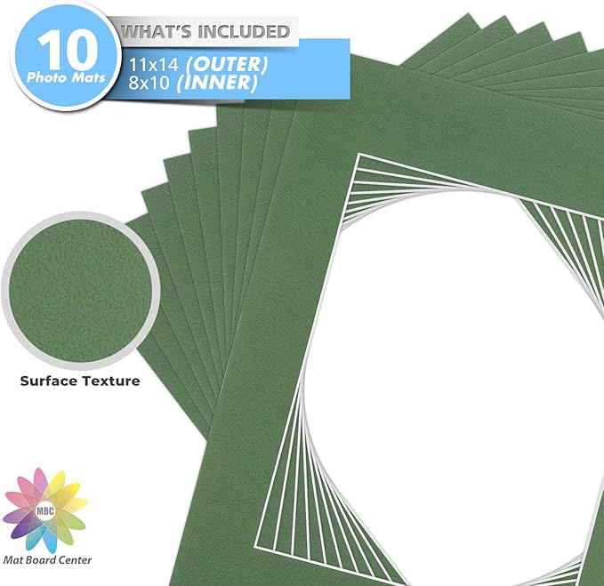 Mat Board Center, 11x14 for 8x10 Basque Green Color Mats - Image 4