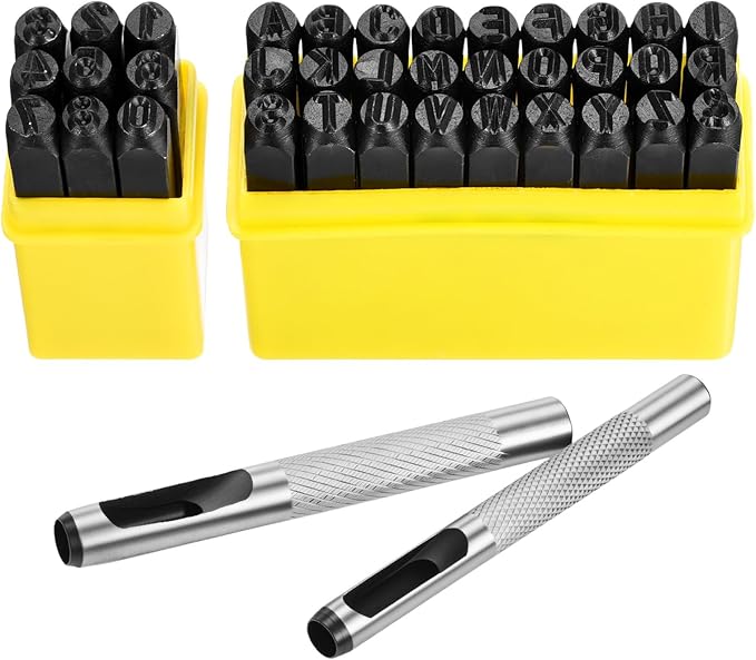 WorkBless 36PCS Metal Stamping Kit, 1/4" Steel Number and Letter Punch Set by WorkBless