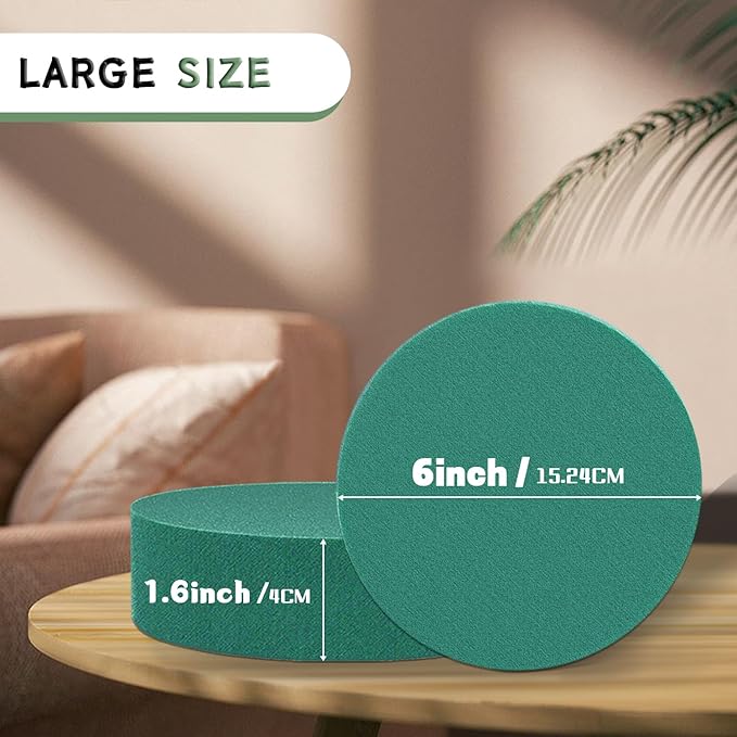 Large Floral Foam Round 6'' SUPKING Flower Foam 4Pcs Florist Foam Blocks Wet - Image 2