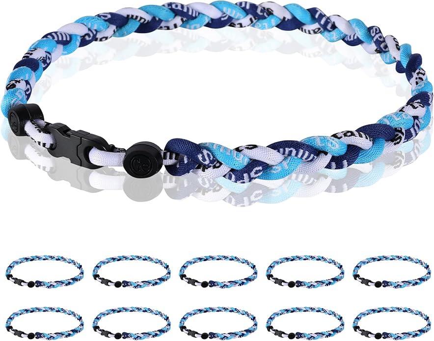 12 Pack Baseball Necklace 18inch, Team Gift for Baseball Funs, Three Braided Titanium Tornado Rope Design, with Muti - Color for Pick