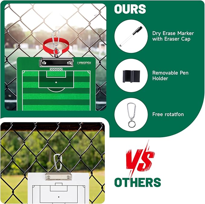 Dry Erase Coaches Clipboard, Waterproof Soccer Whiteboard for Coaches Double-Sided Soccer Clipboard for Coaches Writable and Erasable Coaching Board Dry Erase Coaching Board Dry Erase Clipboard Gift