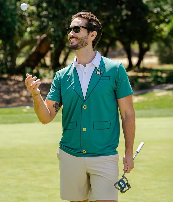 Tipsy Elves Men's Performance Golf Shirt - 4-Way Stretch, Quick Dry, Athletic Cut - Golf Polo