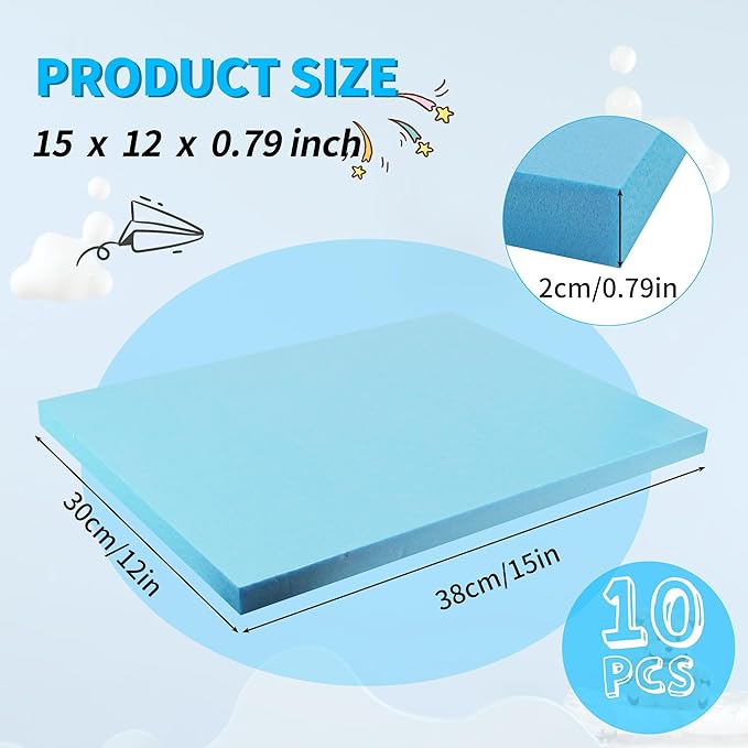 LuckyFoam Blue 10 Pack 15x12x0.79 inch Foam Sheets 0.79 Inch Thick Polystyrene - Image 2